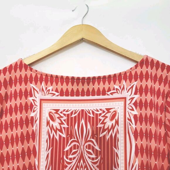 Bob‎ Mackie Tunic Women Plus Sz 3X MultiPrint Artsy Flowy Boho Top Stretch Top - Picture 7 of 9